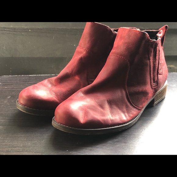 Joseph Seibel Red Cognac Leather Ankle Boots Booties Size 40/9.5 - Picture 3 of 10